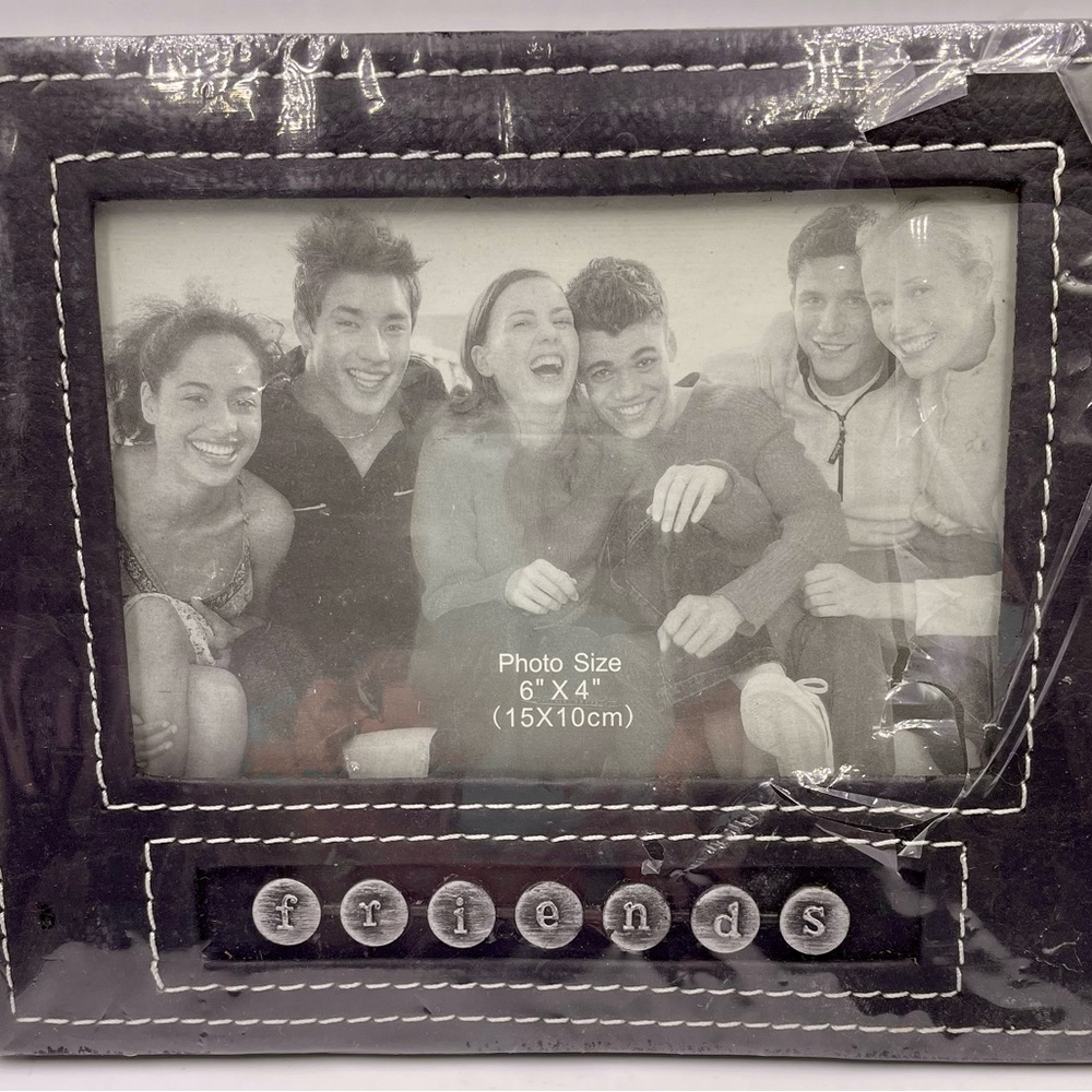 Friends 4 X 6 Black Picture Frame with Button Accents and Stitching
